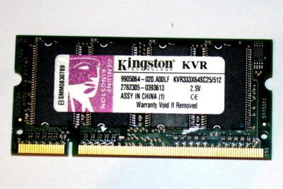512 MB DDR-RAM 200-pin SO-DIMM PC-2700S 'Kingston KVR333X64SC25/512' - Photo 1/2