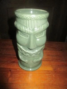 Golbon Tiki Time Advertising Ceramic 16 oz Green Tiki Mug Hawaiian 6.5” Tall USA - Picture 1 of 10