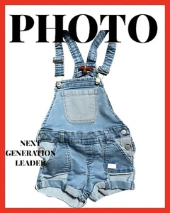 7 for all mankind kids denim jean shorts overalls  - Picture 1 of 5