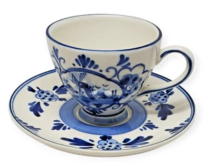 Delfts Blue DBL - Windmill & Floral Small Cup & Saucer Set - Holland - Picture 1 of 10