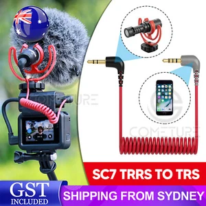 TRRS to TRS Microphone 3.5mm Replacement Coiled Patch Cable for Rode SC7 iOS - Picture 1 of 6