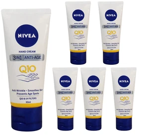 6 x 30ml NIVEA Q10 Anti-Age 3in1 Hand Care Cream Anti-wrinkle Smoothes Skin - Picture 1 of 3