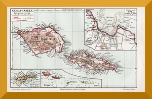 Samoa-Inseln +Histor. Landkarte von 1895+ Deutsches Schutzgebiet, Tutuila, Apia - Bild 1 von 3