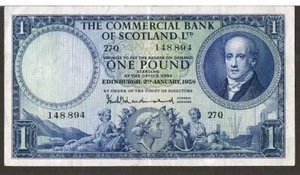 COMMERCIAL BANK OF SCOTLAND BANKNOTE 1 S336 02.01.1958 EF - Picture 1 of 2