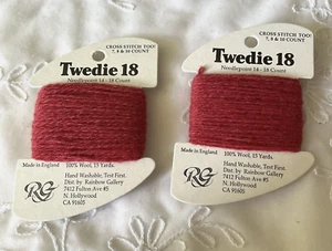 Needlepoint Cross Stich Threads Lot of 2 Rainbow Gallery Twedie 18 Red Wool - Picture 1 of 4