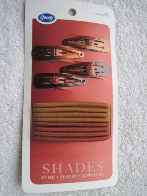 Goody Tonos de Rojo 4 Clips a Presión Naranja Brillo Brillante 8 Elásticos para Cabello Viejo Foto 1 de 4