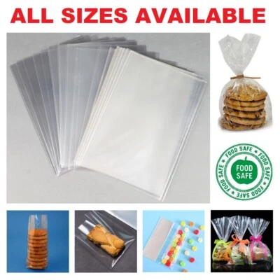 CLEAR CELLOPHANE SWEET GIFT CELLO DISPLAY BAGS CANDY CAKES POP KIDS PARTY TREATS - Image 1 of 4