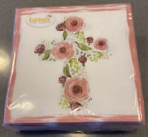 Celebrate The Home Cocktail Beverage Paper Napkins / Floral Cross / 40 Ct / NEW - Picture 1 of 5