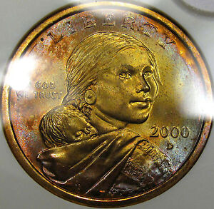 2000-D Sacagawea Dollar Choice BU ANACS MS-62... Beautiful Color!!  Very NICE!!!