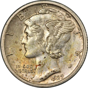 1927-S Mercury Dime Choice AU/BU Nice Eye Appeal Strong Strike - Picture 1 of 2
