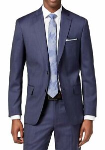 NEW- DKNY Men's Modern-Fit Stretch, Wool, Navy Suit Jacket, Size 42L, MSRP $525