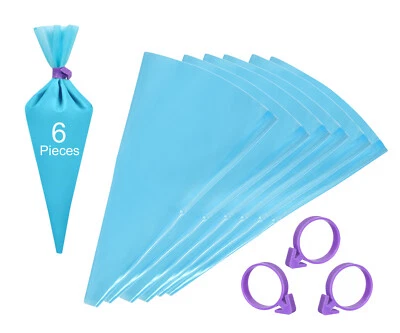 6 Pieces Reusable Silicone 12 Inches Icing Tips Pastry Piping Bags Cookies Cake - Image 1 of 4