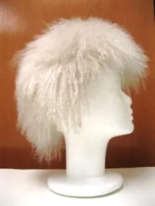 WARM LUXURY LONG HAIR WHITE TAJIKS MOUNTAIN GOAT LADY FUR HAT 24" FREE SHIPPING - Picture 1 of 9