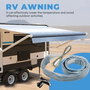 RV Awning Replacement Fabric 9'-20' ft RV Camper Trailer Fabric Blue & Grey Fade - Bild 1 von 24