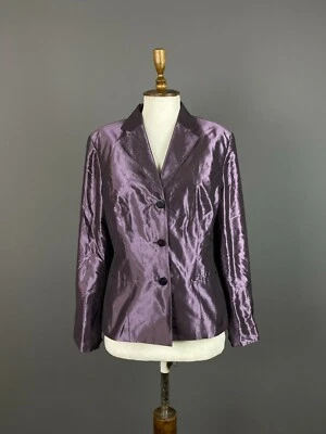 IRIS VON ARNIM Silk Purple Three Button Blazer Jacket Size 44 - Image 1 of 4