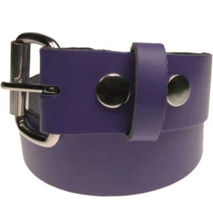 Purple Real Leather Snap On Belt 1.5inch/38mm with Buckle, S M L XL 2XL 3XL - Picture 1 of 2