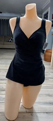 Traje de baño Croft & Barrow para mujer talla 10 negro para adelgazar barriga de una pieza nuevo con etiquetas Foto 1 de 4