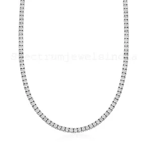 Natural SI/H Diamond Tennis Chain Necklace 14k White Gold Birthday Gift 4.20 Ct. - Picture 1 of 10
