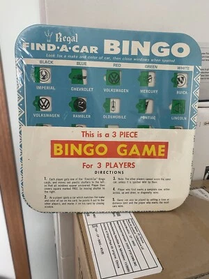 Vintage Regal Mfg. Co. Find-A-Car Bingo - Sealed 1950’s- Vintage- Old Cars - Image 1 of 3