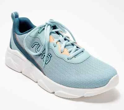 Ryka Lace-Up Max Cushion Mesh Wshable Sneakers-Glide-Ether Blue-7W A670576 NEW - Image 1 of 4