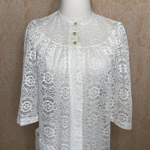 Vintage Action Scene By Rose Marie Reid White Lace House Dress Cover Up  - Picture 1 of 14