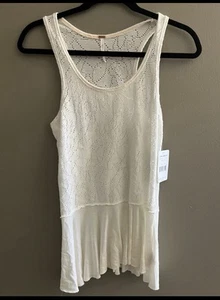 Free People Eyelet Knit Tunic Tank Top XS New With Tags - Picture 1 of 10