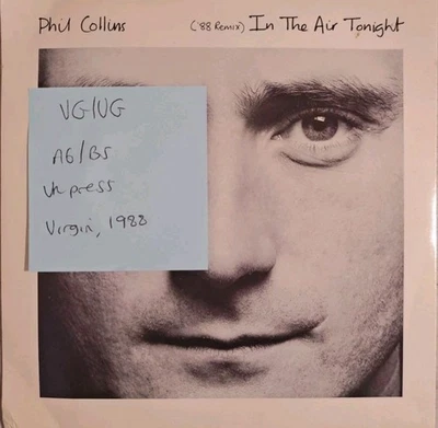 Phil Collins In The Air Tonight Vinyl Record VG/VG VS102 1988 - Imagem 1 de 2