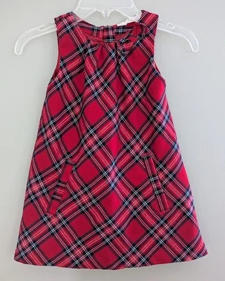 H&M девочек красный в клетку праздничное платье без рукавов с бантом и карманами размер 3 4 - Изображение 1 из 4
