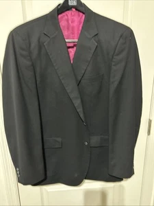 Alan Flusser Herren 48 L Schwarz Wolle Blazer Sport Mantel 2-Knopf Kerbe Revers Klassisch - Bild 1 von 14