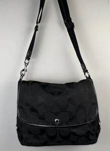 Coach Kyra Signature Royal Black Jacquard Messenger Crossbody BAG F16553 - Picture 1 of 15