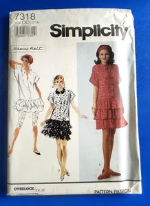 VTG Simplicity 7318 Sewing Pattern Woman's 3 Ruffled Dress/Leggings 12-18 UNCUT - Picture 1 of 7