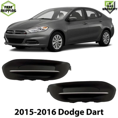 Front Fog Lights Cover Chrome & Texture Left & Right Side For 15-2016 Dodge Dart Foto 1 de 4