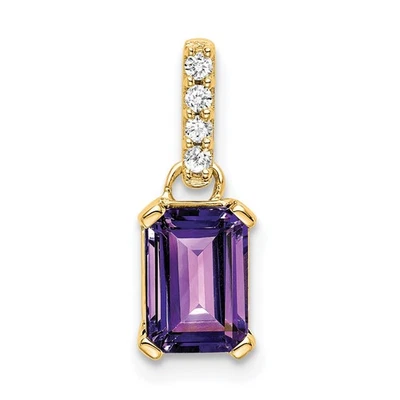 10k Yellow Gold Amethyst and Diamond Pendant 0.72gm L-15.9 mm, W-5.5 mm - Image 1 of 4