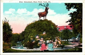 Postcard Elk's Monument Penn Park York Pennsylvania PA Children - Picture 1 of 2