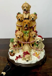 THE DANBURY MINT GOLDEN RETRIEVER FAMILY CHRISTMAS TREE DOG LIGHTED FIGURINE ✅ - Picture 1 of 23