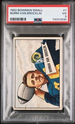 1952 Bowman Small Football #1 Norm Van Brocklin Rams HOF PSA 3 VG - Recent Grade - Image 1 of 2