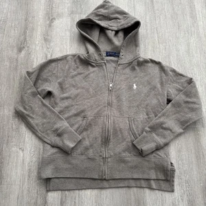 Polo Ralph Lauren Hoodie Kids XS Gray Full Zip Sweatshirt Fleece Small Pony Logo - Picture 1 of 5