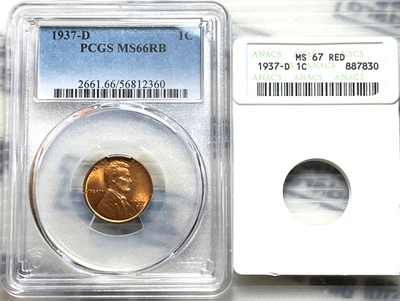 1937-D 1C Lincoln Wheat Cent PCGS MS66RB / Ex. ANACS Soapbox MS67RD - Image 1 of 3