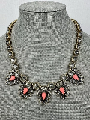 J.Crew женщин розовый и дым со стразами золотой тон заявление ожерелье #L131 - Изображение 1 из 4