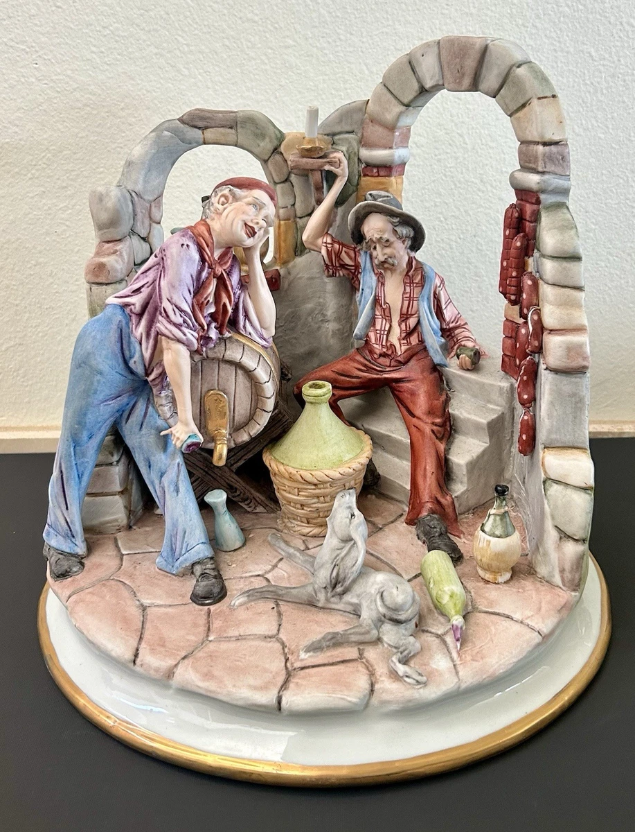 Capodimonte 陶器 置物 老人と犬と荷車 Capodimonte 陶器 置物 老人と