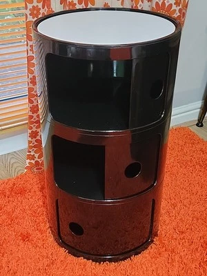 Kartell Componibili Style 3 Tier Black Storage Unit Bedside Table Plant Stand - Image 1 of 4