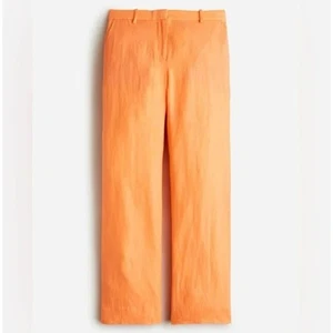 J. Crew Ingrid Pants 100% Linen Size 4 Orange Coastal Sunset High Rise Wide Leg - Picture 1 of 12