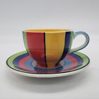 Colorful Handpainted Whittard of Chelsea Coffee Espresso Cup and Saucer