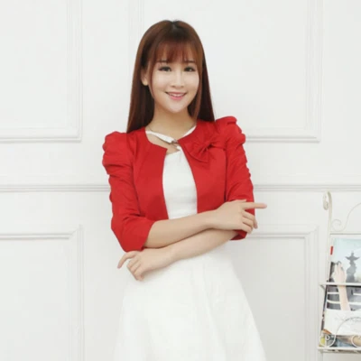 Women Bolero Shrug Open Front Cropped Blazer 3/4 Sleeve Suit Jacket Slim Shawl - image 1 of 4