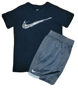 Nike Dri-fit Youth Medium (5-6) Black & Gray Athletic Shorts & Tshirt Outfit