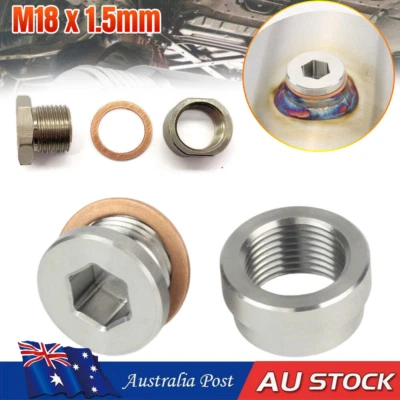 O2 Oxygen Sensor Bung 304 Stainless Steel Weld On w/Plug & Washer M18x1.5mm - image 1 of 4