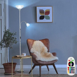 LED Deckenfluter Stehlampe Flexo Leseleuchte Schlafzimmer RGB mit Fernbedienung - Bild 1 von 12