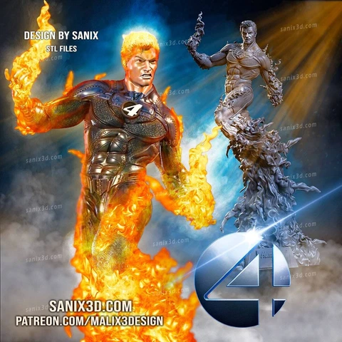 The Human Torch 3D printed unpainted resin model Cover