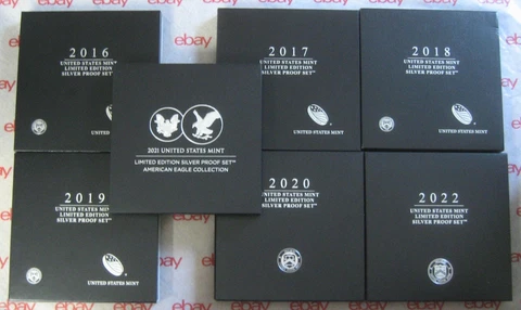 2016 - 2022 Limited Edition Silver Proof Sets Take a Look Free Shipping Cover