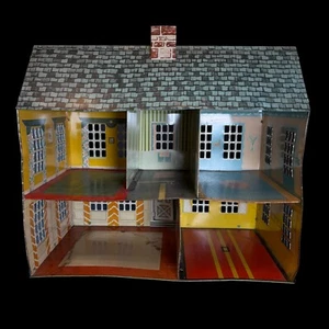 Vintage Playsteel 1950s "1776 LOCUST YEAR"Tin Lithograph Metal 2 Story Dollhouse - Picture 1 of 24